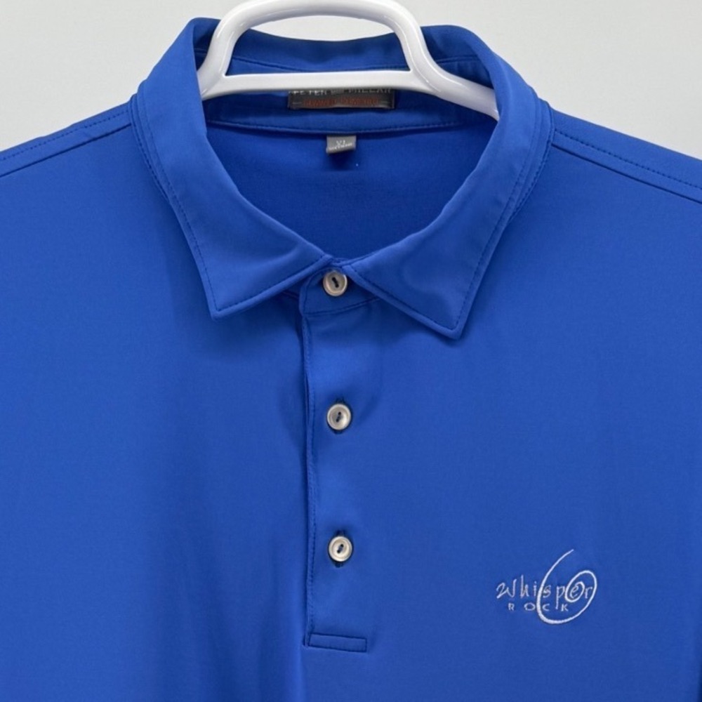 Peter Millar Summer Comfort Blue Long Sleeve Polo Whisper Rock XL MF13EK25